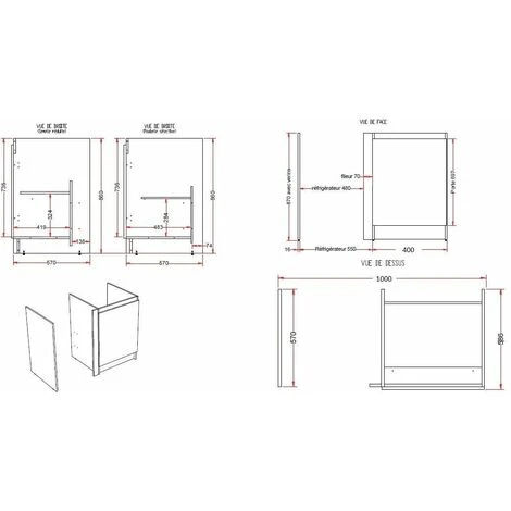 Meuble Bas Kitchenette 40cm, Avec Joue Franke â Image 2