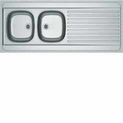 Evier Man à Poser - 2 Cuves 1 égouttoir - Inox Lisse Franke 140x60 Inox - 2c1e