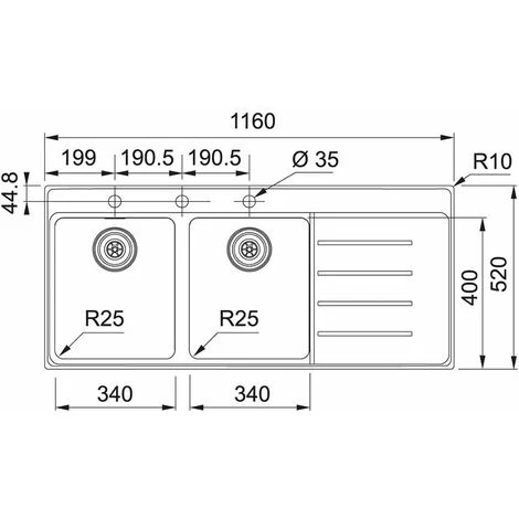 Evier Franke Mythos Inox MYX221 - Inox Lisse - Egouttoir A Droite – Image 2