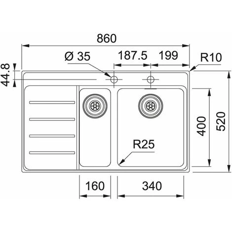 Evier Franke Mythos Inox MYX251-86 - Inox Lisse - Egouttoir A Gauche – Image 2