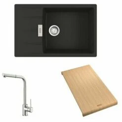 Pack évier Fragranit + Mitigeur Chromé - 968126 - Franke - Noir Mat