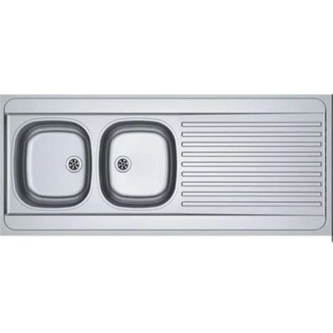 Evier Inox à Poser Avec Bonde à Bouchon 2 Cuves 1 égouttoir 1400x600 Franke