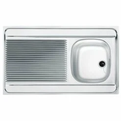 Evier Man à Poser - 1 Cuve 1 égouttoir - Inox Lisse 120x60 - Franke