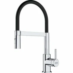 Franke Lina FC 6087.031 Mitigeur Cuisine, 205 X 410 Mm, Semi-pro Avec Douchette Extractible, Chrome/Noir (115.0626.085)