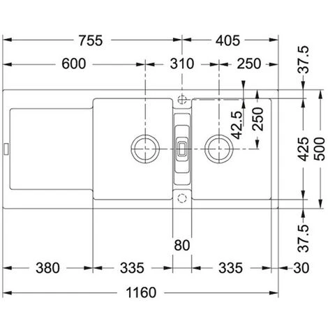 Evier à Encastrer 90cm Onyx Avec Siphon - 459471 - Franke - Noir – Image 2