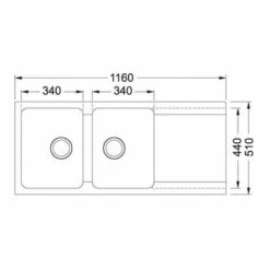 FRANKE Evier ORION OID621 Carbone (sous Meuble 80cm) 1160x510x190mm