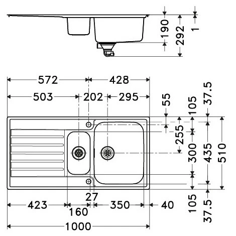 FRANKE Evier ARGOS AGX221 INOX (sous Meuble 80mm) 1160x510x190mm – Image 3