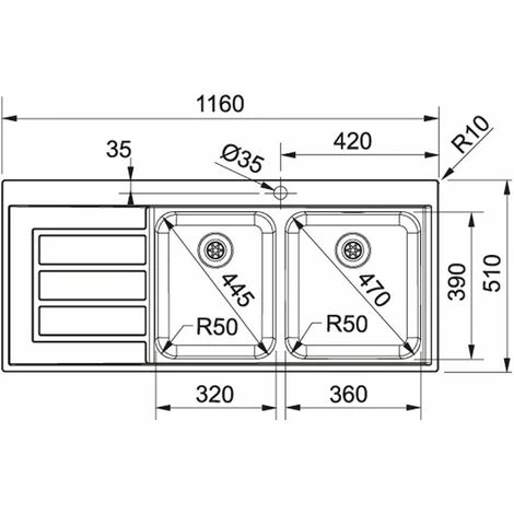 Evier Franke Epos Inox EOX221 - Inox Lisse - Egouttoir A Gauche – Image 2